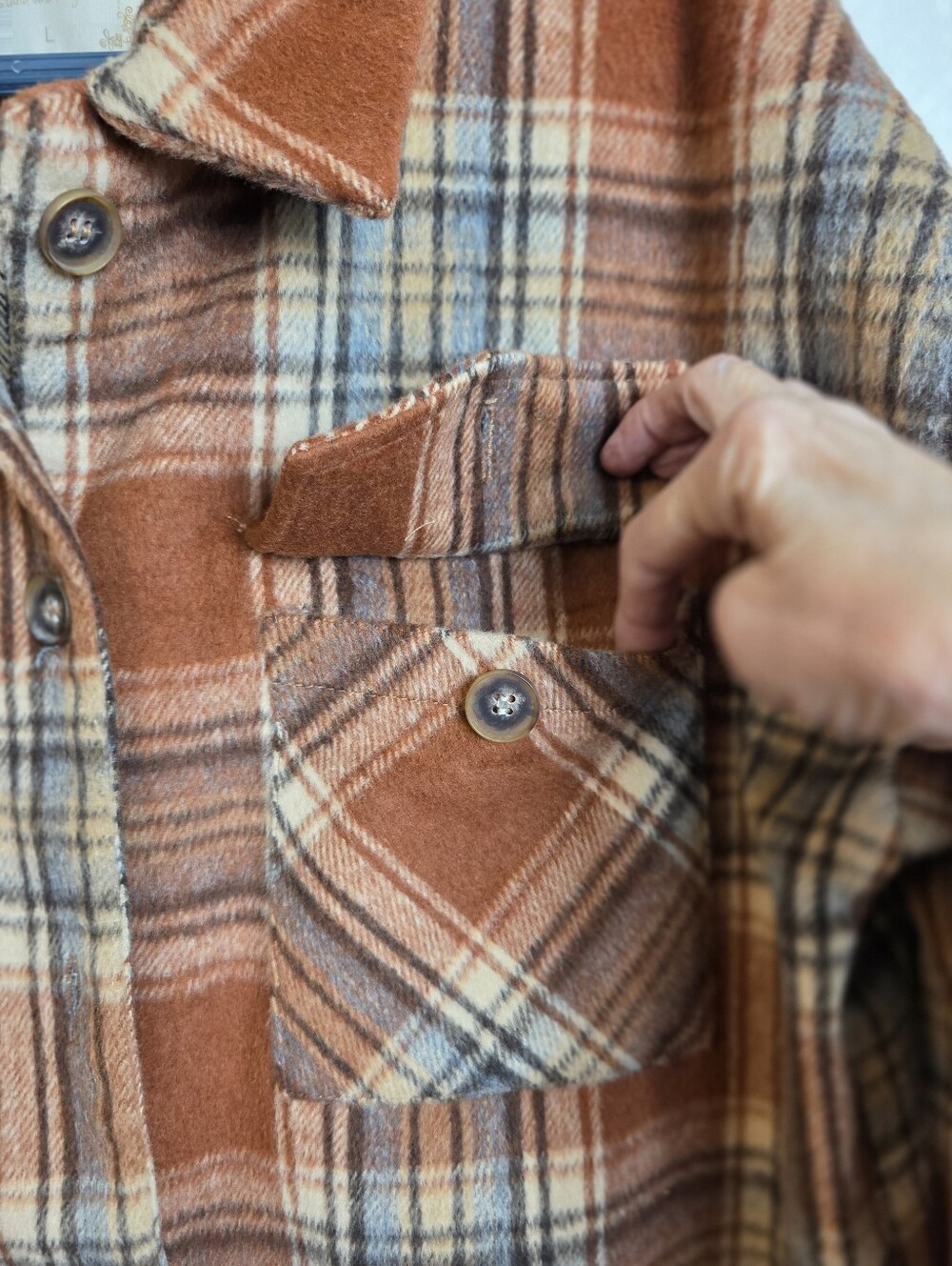 Altard State Plaid Shacket Jacket Women’s Large Rust Orange Cottageco - Picture 10 of 16